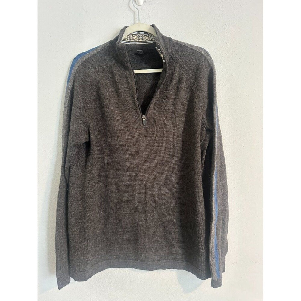 SKYR Merino Wool Quarter Zip Sweater Men’s L Gray Pullover Classic Minimalist - Picture 3 of 8